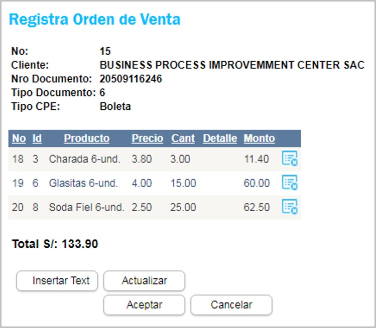 funcion sistema sales